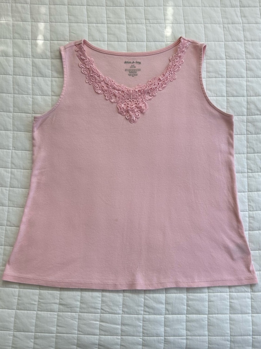 Light Pink Lace-Trim Tank Top